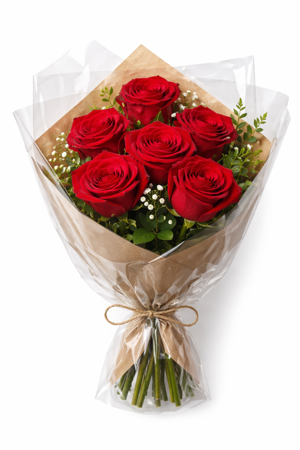 6 Red Roses Wrapped – Janette Florists Inc, Windsor ON