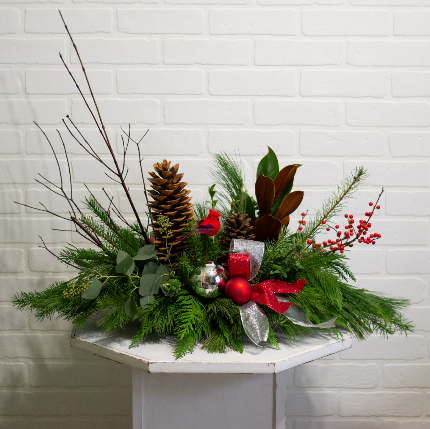 Cardinal's Winter Nest Centrepiece