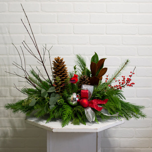Cardinal's Winter Nest Centrepiece