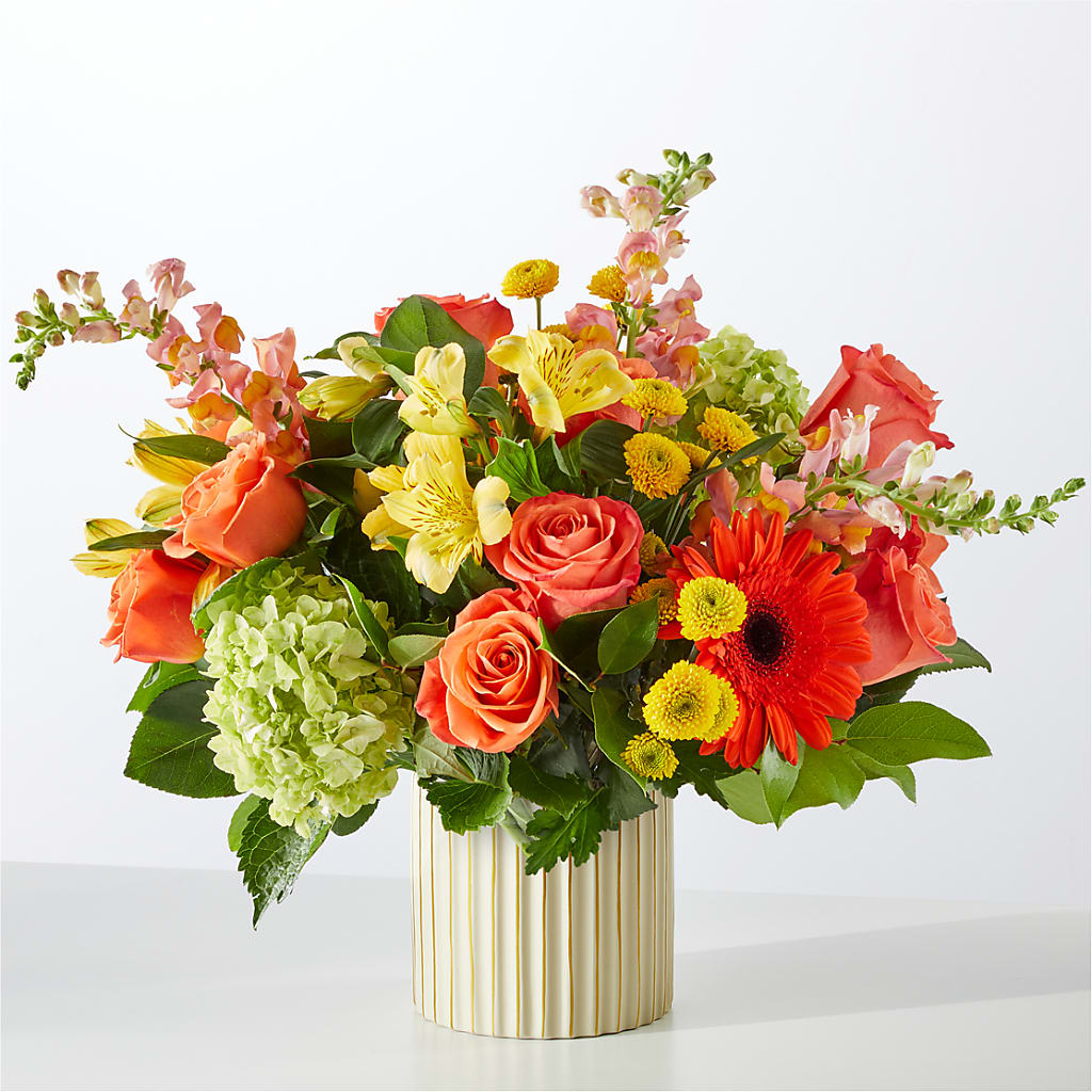 Autumn Sunshine Bouquet with Ivory Vase –  Janette Florists Inc, Windsor ON