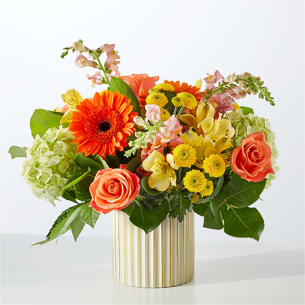 Autumn Sunshine Bouquet with Ivory Vase –  Janette Florists Inc, Windsor ON